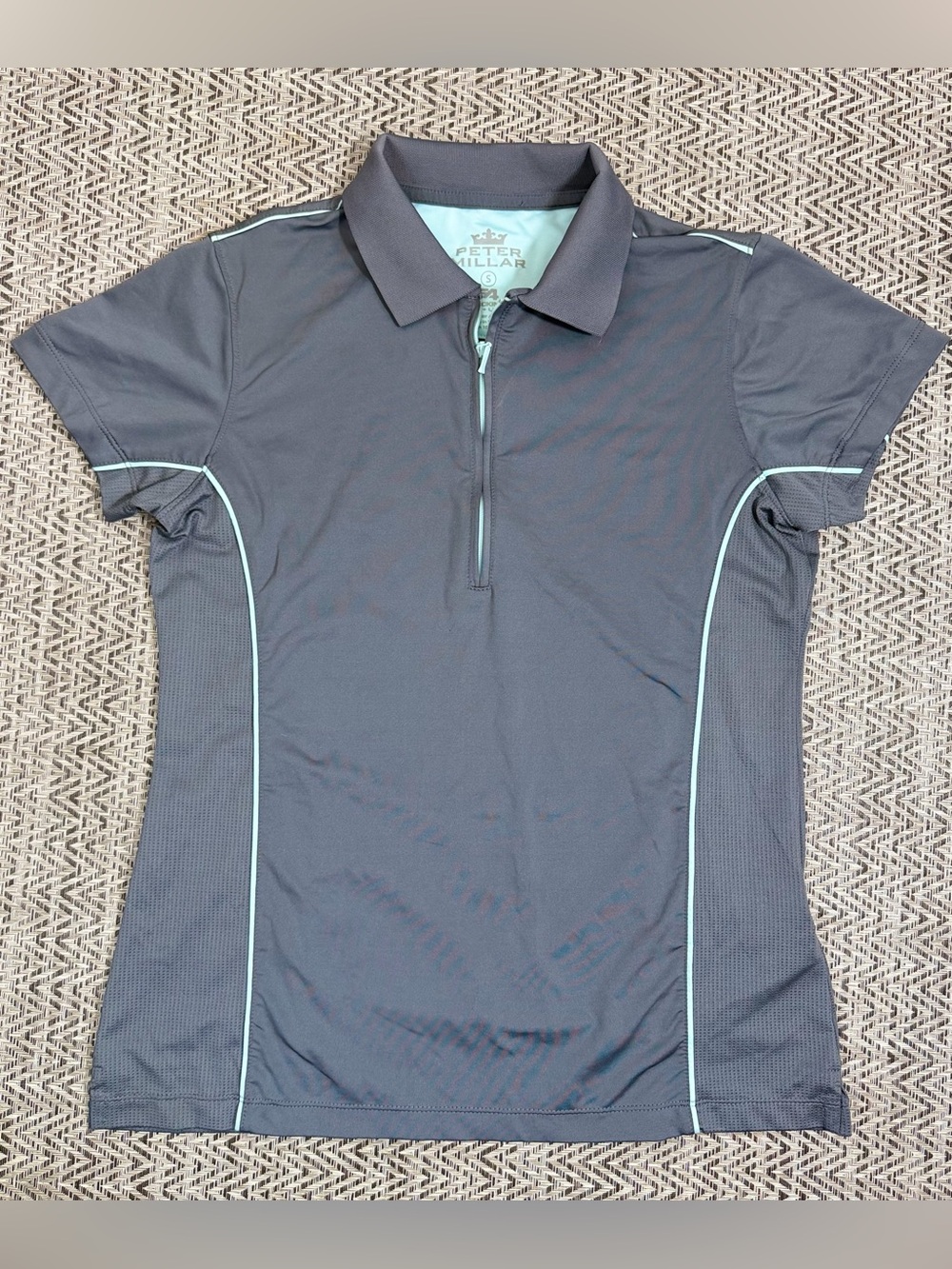 Peter Millar E4 Women’s Gray Golf Polo Shirt Small UPF 50+ Wicking Performance
